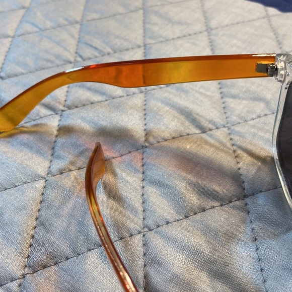 Sunglasses Clear & Orange Frames. Golden-Green Mirrored Lenses. - Picture 8 of 11